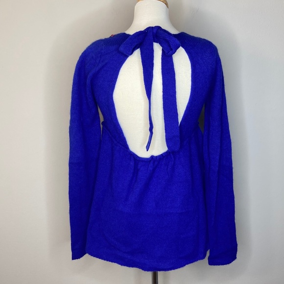 Free People Open-back Babydoll Royal Blue Sweater - Picture 3 of 7